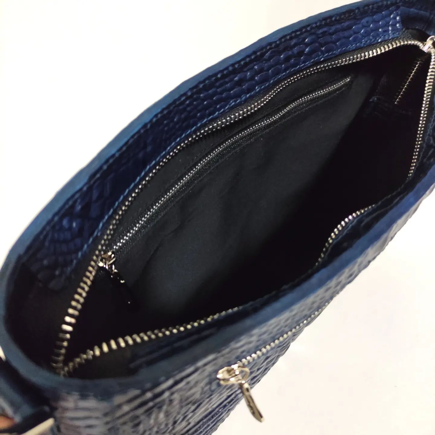Dark Blue Croc Embossed Leather Handbags