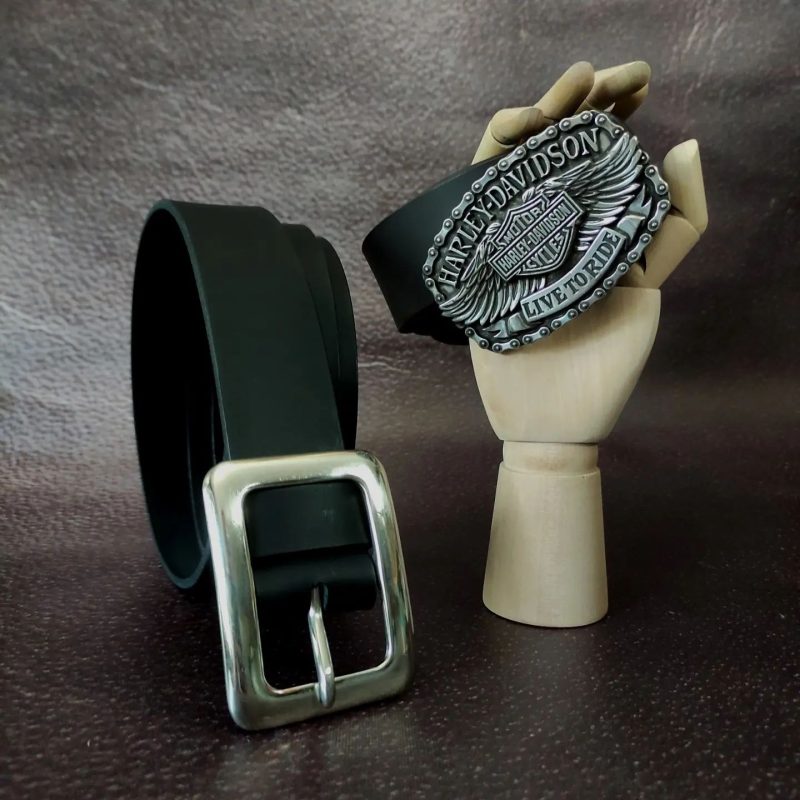 Custom Black leather belt 40mm