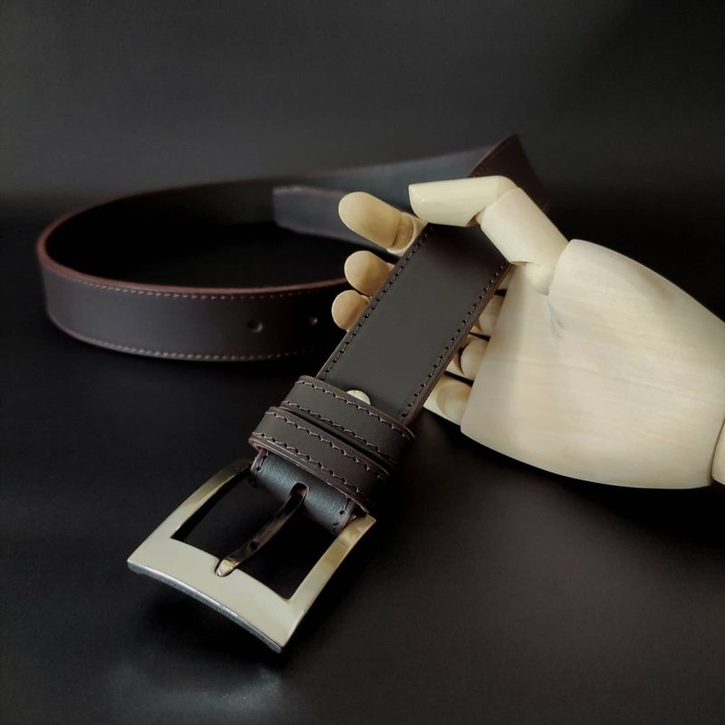 Custom brown leather belt 35mm