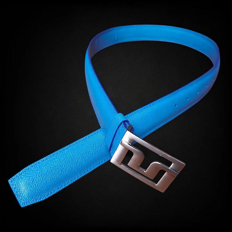 Custom Blue leather golfer belt 35mm