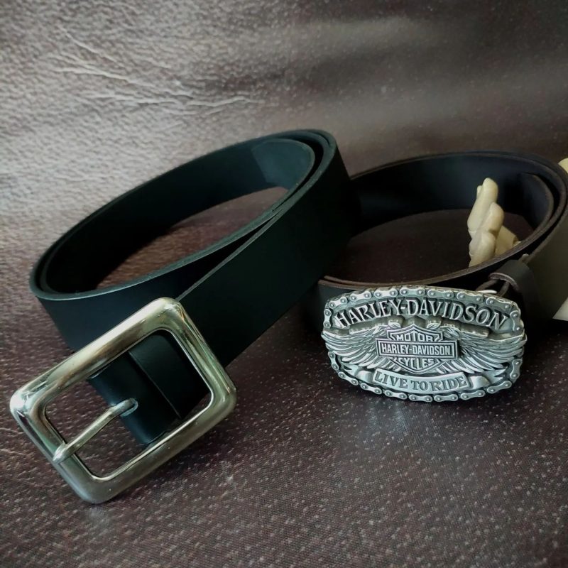 Custom Black leather belt 40mm