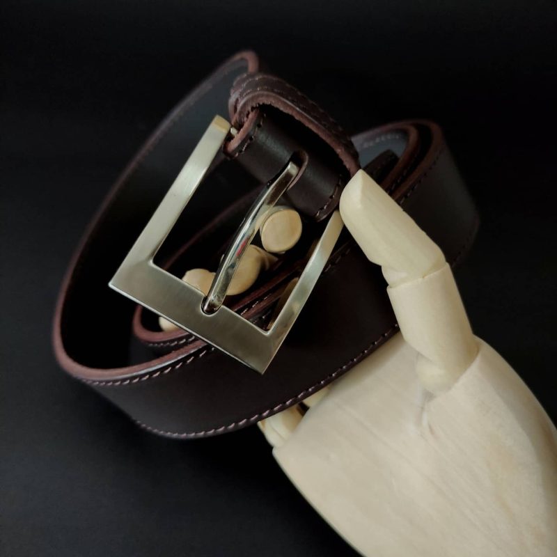 Custom brown leather belt 35mm