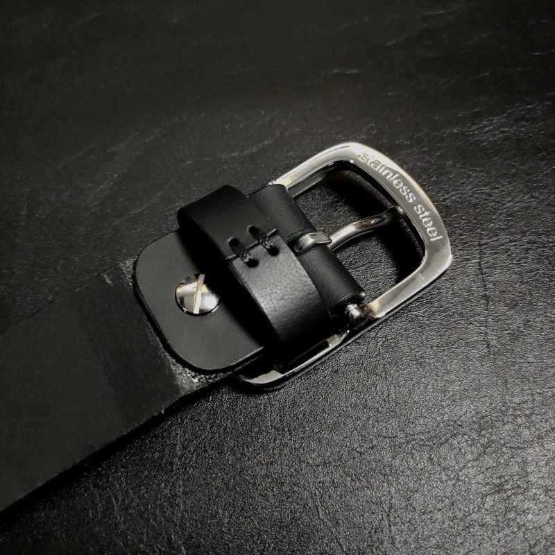 Custom black leather belt 35mm