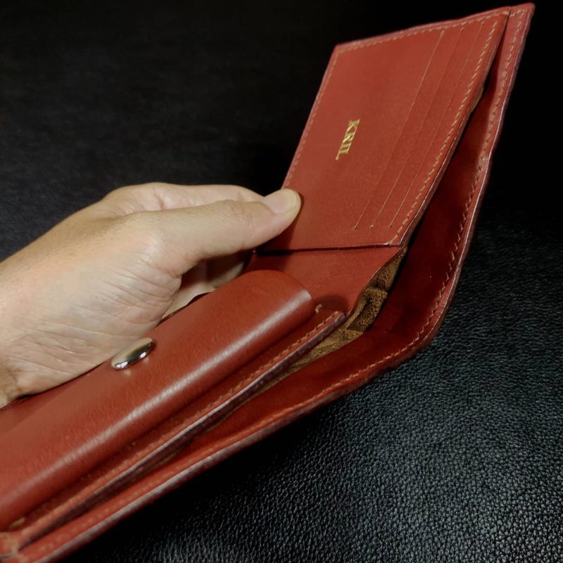 Brown croc embossed leather 4 card slot with coin compartment
