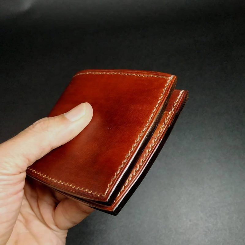 Brown hand dyed bifold leather wallet