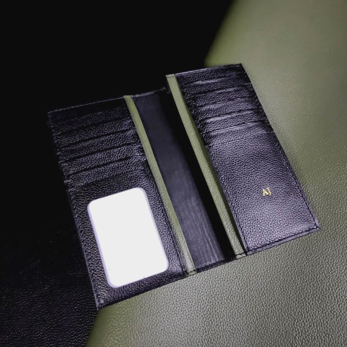 Long Wallet – Green Lychee Embossed Leather