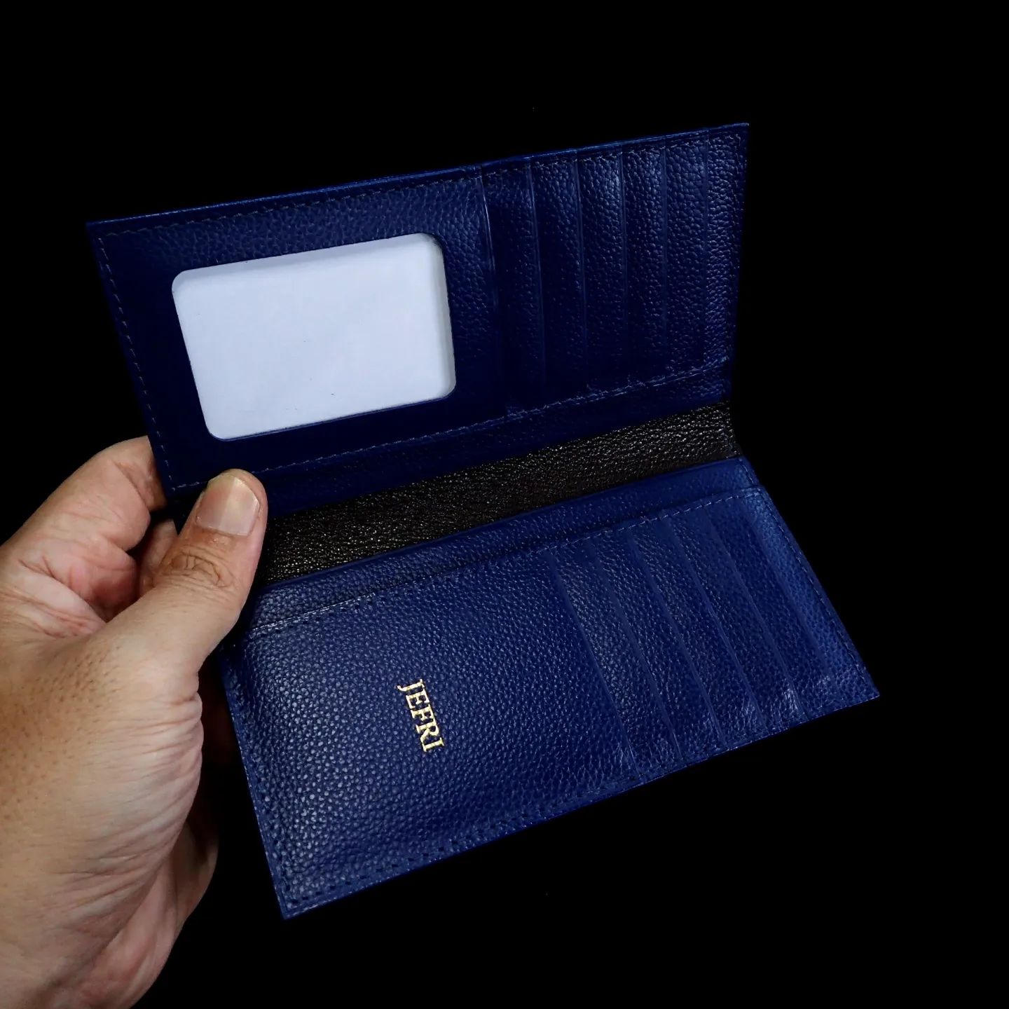 Blue Leather Long Wallet