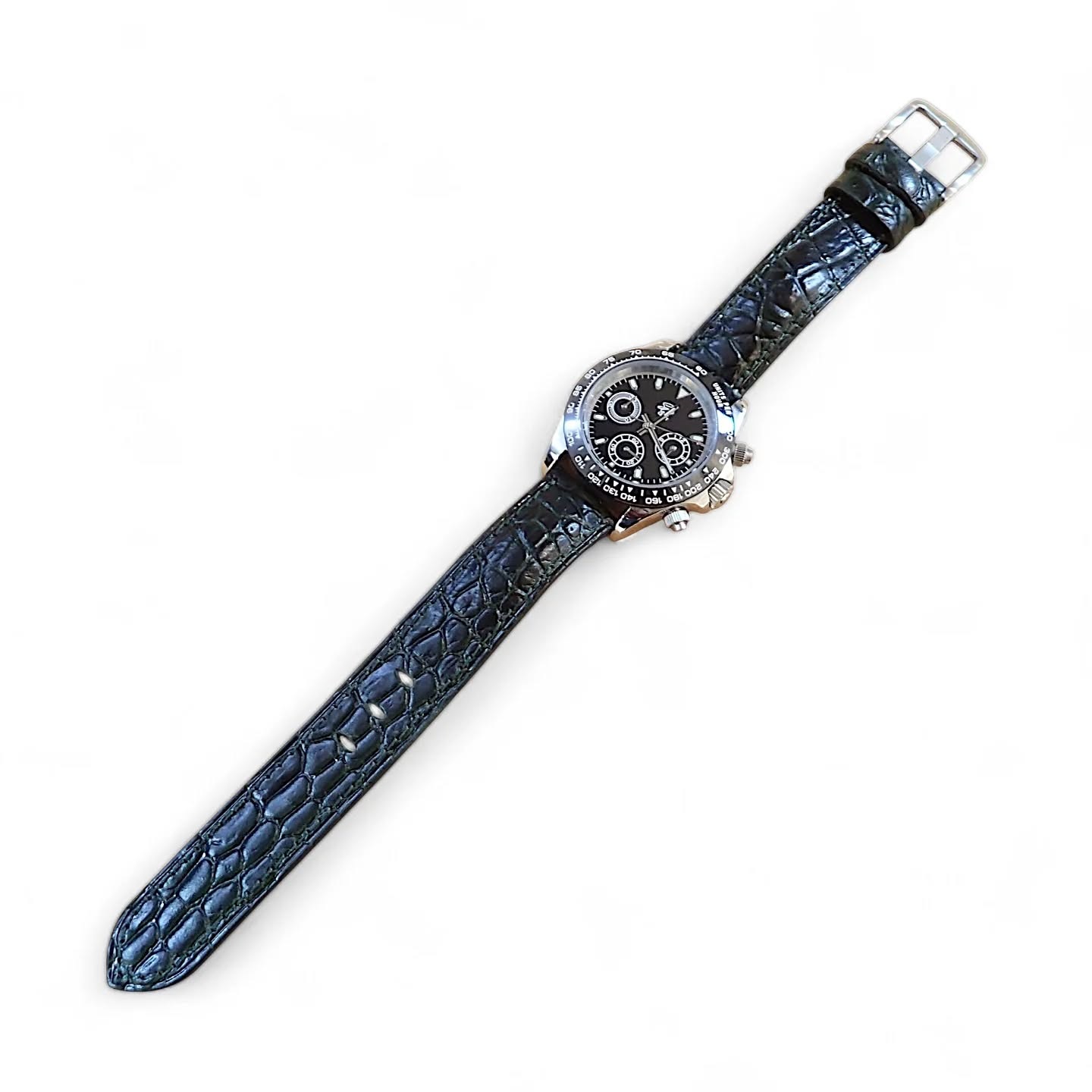 Black Crocodile design watch strap