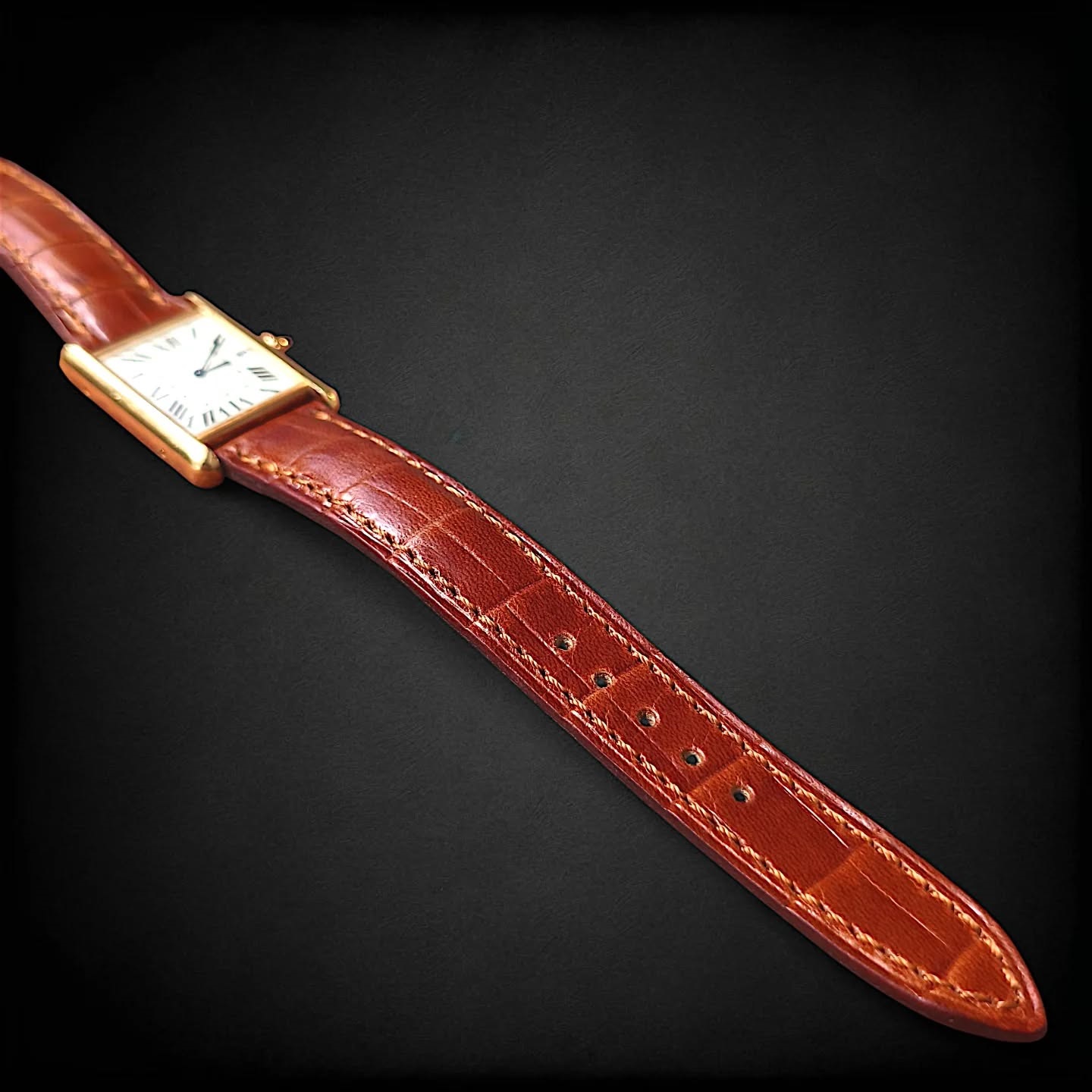 Brown Croc Rectangle Design Watch Strap
