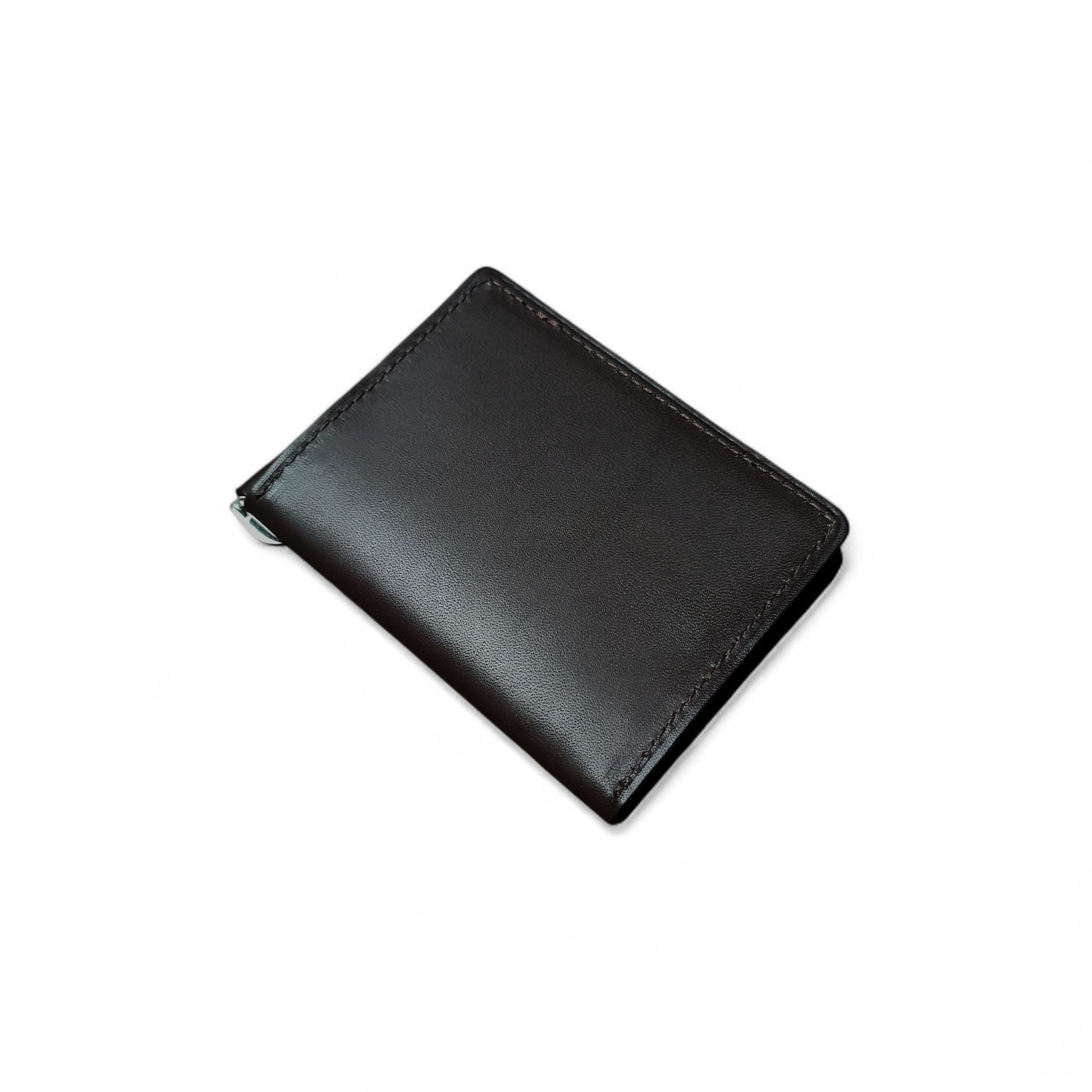 Minimalist men's wallet Dark brown leather