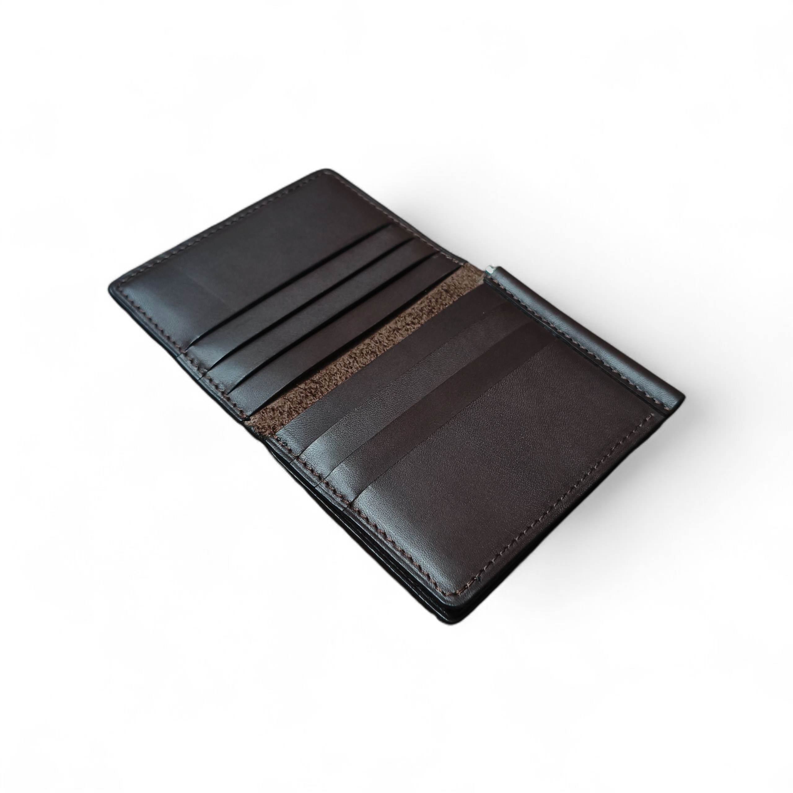 Minimalist men's wallet Dark brown leather