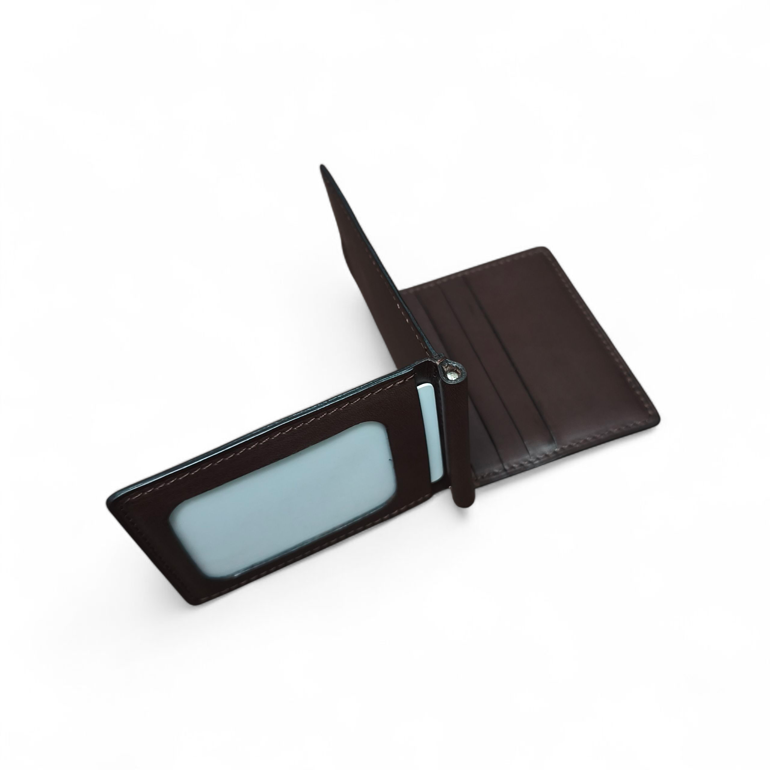 Minimalist men's wallet Dark brown leather