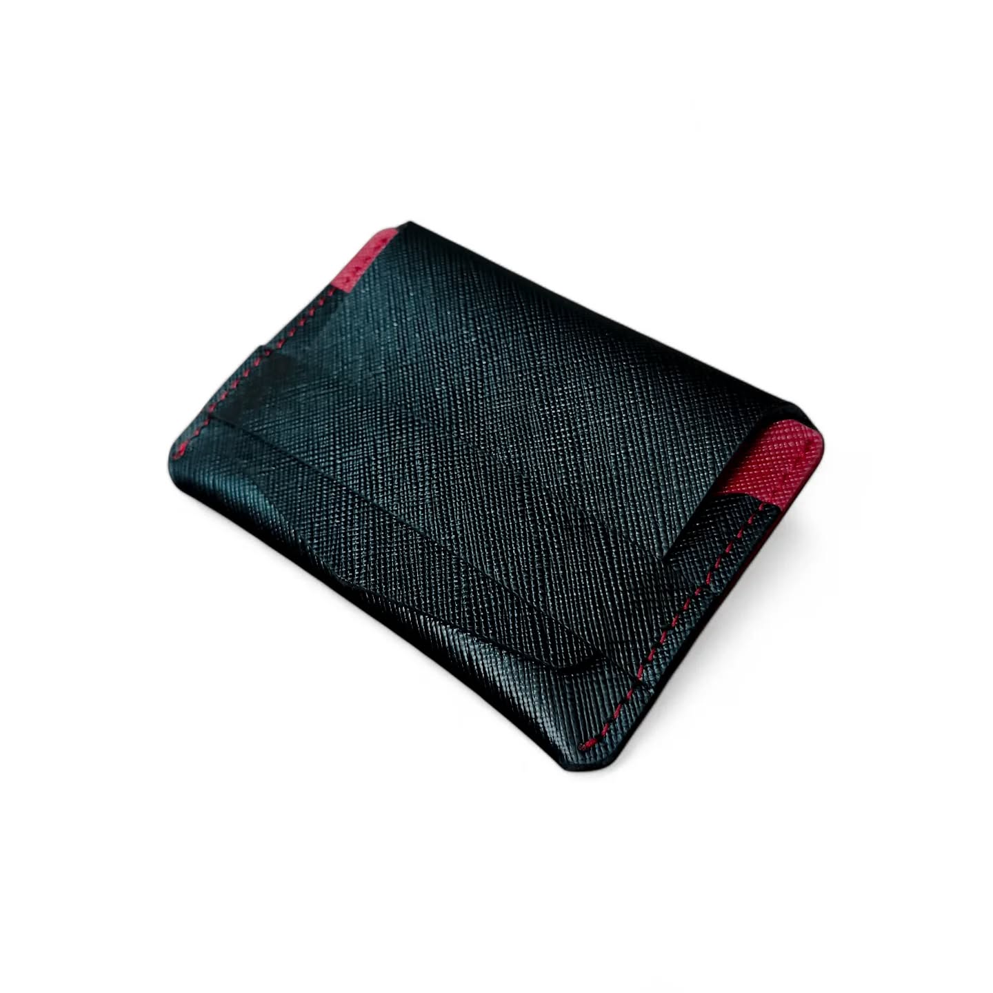 Black n red Saffiano leather Card holder