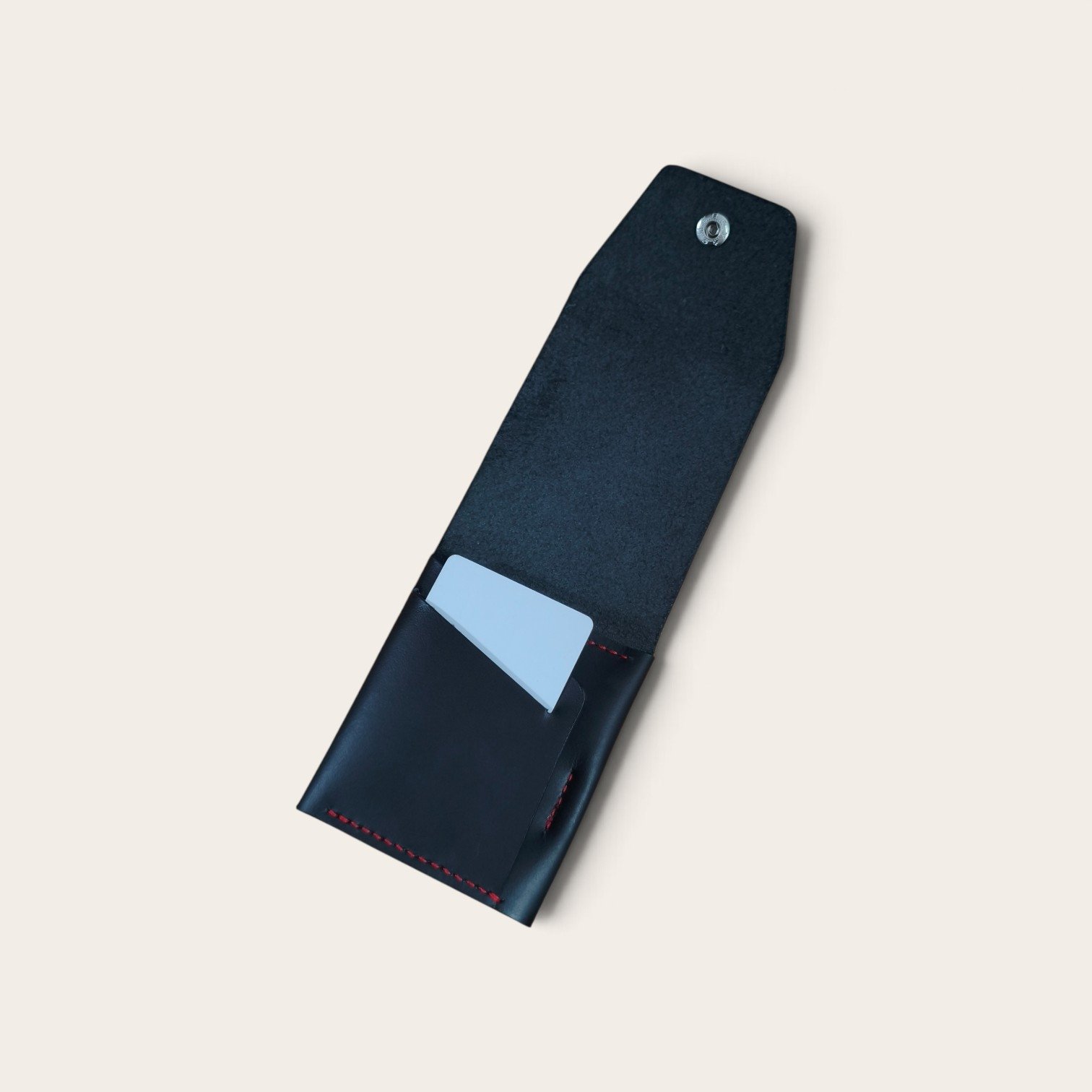 Black vegtable tan minimalist leather wallet